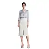 Traje de camisa satinada de alta gama AD para mujer, nueva colección 2027, adecuado para ocasiones formales y el trabajo, con una abertura y una falda ajustada - un conjunto completo