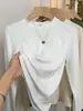 Top de manga larga con cuello redondo y línea de hombros para mujer, temporada de primavera y otoño 2026, estilo coreano, simple, casual, para ir al trabajo, moderno, versátil, camiseta básica