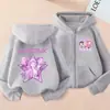 Sudadera con capucha para niños grandes, suave, moderna, con cremallera, estampado Kpop Anime Dibujos Animados, para Primavera y Otoño