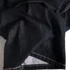 Venta directa del fabricante: Jeans Delgados Casuales Ajustados Color Negro y Dorado con Bloqueo de Color de Verano, Bordado de Parches Laterales, Pantalones de Mezclilla a la Moda