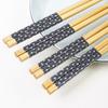 Palillos de Bambú Estilo Japonés al por Mayor para Uso Doméstico, 24 cm, Sin Nudos, Antideslizantes, Patrón Floral, Alto Valor Estético, 5 Colores, Uso Individual, Un Palillo por Persona