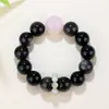 Pulsera de Obsidiana Plateada de Venta Caliente en Tiktok para Mujeres, Pulsera de Cuenta de Buda de Jade Cristal Rosa Natural para Hombres, Joyería de Mano para Parejas del Año Zodiacal