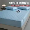 Funda de Sábana Bajera Acolchada de Algodón 100% de Fibra Larga de Gama Alta, Cubre Cama Antideslizante de Algodón Puro, Protector de Colchón de Cobertura Total