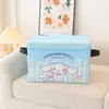Caixa de Armazenamento Flip de Couro Série Listrada Desenho Animado para Suprimentos de Mesa Escritório Quarto Caixa de Armazenamento Dobrável