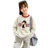 Camiseta a rayas elegante de manga larga para niñas, nueva moda de primavera y otoño, camiseta básica de cuello redondo estilo coreano para niños mayores