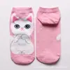 Nuevos calcetines tobilleros de algodón estilo japonés y coreano para primavera-verano para mujer, calcetines cortos con estampado de mascota lindo gato y perro al por mayor