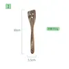 Cuchara de mezcla para ensaladas con mango largo de teca, espátula de madera antiadherente para sartén, cara sonriente, juego de 5+1 cucharas pala, alfombrilla de estante de madera