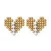 Moda ins Pendientes de acero inoxidable con perlas de imitación francesas diseño vintage de lujo ligero de cuentas redondas y cuadrados de corazón venta al por mayor