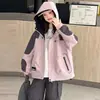 Chaqueta Cortavientos de Primavera y Otoño para Niñas, Nuevo Modelo 2026 para Niños Mayores, Chaqueta de Trabajo con Capucha de Bloques de Color, Top Casual para Niñas