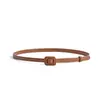 Novo Cinto Fino Estilo Coreano Simples Retrô Duas Camadas Couro Bovino Pequeno Ocidental Decorativo Fino Cinto Moda Feminina Versátil Faixa de Cintura