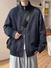 Jaqueta de trabalho marrom com gola alta para homens, top casual retrô solto de outono, jaqueta da moda estilo americano para adolescentes