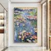 Pintura a óleo pintada à mão Monet Lótus Dormindo pintura famosa pintura decorativa para corredor parede de fundo minimalista moderna sala de estar sala de jantar pintura suspensa de luxo leve