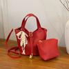 2025 Popular Super Quente Simples Elegante Textura de Pedrinhas Bolsa de Mão Tipo Balde Casual Acessível Luxo Cor Pura Bolsa Transversal de Alta Qualidade