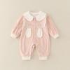 Roupa de Outono para Bebê 2025 Estilo Coreano Fashionável Macacão de Primavera e Outono para Bebê Menina Colarinho de Boneca de Camada Dupla Macacão Crawler de Manga Comprida