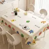 Toalha de Mesa Desenho Animado, Sem Lavagem, Impermeável, À Prova de Óleo, Resistente ao Calor, Estilo Dopamina Creme, Toalha de Mesa Retangular, Protetor de Mesa, Chá