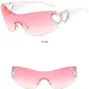 Gafas de sol sin montura con forma de corazón, estilo europeo y americano, inspiradas en la tecnología, Y2K, para chicas de moda, Gafas de sol de moda para mujeres, para influencers de deportes