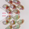 Corazón de Azúcar Bicolor 2.5 Agujero Recto Corazón de Melocotón Facetado Cuentas para Cadena de Teléfono Móvil Llavero Accesorios DIY