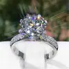 Múltiples Estilos de Anillos de Flor de Mano, Anillos de Flor Abiertos de Moissanita, Anillos Florales Chapados en Platino y Deslumbrantes Anillos de Boda de Flor