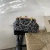 Bolsa Pelúcia Casual Grande Capacidade Estilo Coreano 2025 Feminina Corrente Estampa Leopardo Colorida Personalizada Uma Ombro Transversal Concha Bolsa de Mão