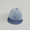 Gorro de Bebé Estilo Verano Gorro de Malla Transpirable Lindo Personalidad Perrito Moda Cuadros Visera Protección Solar Gorra de Béisbol Unisex para Bebé