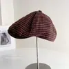Gorra de Moda a Cuadros Nueva para Otoño e Invierno para Mujer, Gorra de Béisbol Casual Versátil y Elegante, Boina de Moda para Usar al Revés