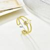 Anillo ajustable con forma de estrella de cinco puntas y microincrustaciones de cobre para mujer, estilo moderno y elegante