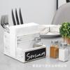 Portapapeles vertical para comedor, estante de escritorio con pizarra borrable, caja de almacenamiento para cubiertos y condimentos de cocina, portapañuelos de madera