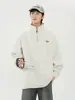 Moletom Pulôver Americano Pesado com Meio Zíper Masculino Outono Tendência Marca Estampada Jaqueta Oversize Solta Par Top