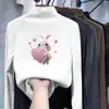 Linda camiseta de manga larga estampada para niños, nuevo estilo otoño/invierno, diseño coreano, hecha con suave tejido polar, capa base cálida para niñas