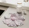 Novo Estilo Flor de Vento Renda Lama Diatomácea Jogo Americano Alto Valor Tampo de Mesa Isolamento Térmico Almofada Decoração de Mesa Feminina Porta-Copos