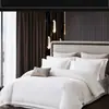 Conjunto de Roupa de Cama de Algodão de Três ou Quatro Peças para Hotel, Lençol Branco e Capa de Edredom de Contagem 80, Linho Cinco Estrelas para Pousadas, Personalizável