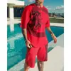 Novo Terno Masculino Europeu e Americano de Verão Estilo Casual de Praia Estampa Digital 3D