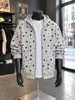 Moletom com Capuz Estampa de Estrelas por Toda Parte Estilo Retrô Americano Masculino e Feminino Marca Tendência Cardigã Streetwear Casual Casal Solto Jaqueta Marca Tendência