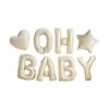 Novo Estilo Ins 16 polegadas Versão Americana Slim Retrô Branco Creme Balão com Letras Oh Baby Pacote de Decoração de Aniversário