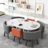 Mesa Ovalada para Conferencias Simple y Moderna para 6-8 Personas Mesa Larga Combinación de Mesa y Silla para Sala de Lectura de Biblioteca Sala de Entrenamiento Recepción