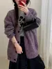 Suéter Cardigan de Tricô Grosso Estilo Coreano Preguiçoso Outono 2026 Novo para Mulheres, Casaco Solto de Manga Longa, Tricô Vintage