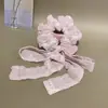 Elástico de Cabelo Scrunchie de Renda Estilo Coreano com Laço e Fita Estilo Ins, Corda de Cabelo Doce e Feminina para Rabos de Cavalo