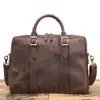 Bolso de Negocios para Hombre de Cuero Genuino Transfronterizo, Maletín Cruzado de Hombro de Piel de Vaca, Bolso de Viaje de Negocios para Portátil de Cuero Crazy Horse