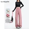 Jeans rectos color rosa sucio para mujer Tendencia Primavera 2024 combinan con todo nuevos de cintura alta con caída alargados de pierna estrecha ancha