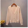 Chaqueta cárdigan de punto para mujer 2023 Primavera y Otoño Nueva estilo coreano Combinación versátil Holgada Aspecto entallado Ropa exterior Corto Color liso Suéter