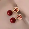 Pendientes Colgantes de Flor de Zircón con Aguja de Plata Estilo Hong Kong Vintage, Aretes de Botón de Temperamento Simple y Lujoso, Pendientes Versátiles de Nicho
