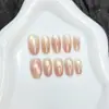 Puntas de uñas prefabricadas con degradado rosa melocotón, divididas por tamaño, no necesitan limado, plegables, pegatinas de uñas sin costuras, 30 piezas al por mayor