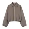 Comercio Exterior Ropa de Mujer 2026 Estilo Europeo y Americano Moda Holgada Cremallera Cuello Suave Chaqueta Piloto Prendas de Abrigo Mujer K22683