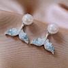 Brincos de cristal azul gradiente com cauda de peixe, brincos de pérola francesa elegantes e sofisticados para mulheres, brincos de explosão de moda de nicho