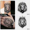 Pegatina de Tatuaje Herbal Cabeza de León para Hombres Impermeable Duradera Jugo Gama Alta Rey León Brazo Mano Espalda Cuello Tatuaje Artificial
