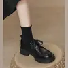 Mocasines suaves de cuero estilo británico con cordones, color negro, para mujer, nueva colección primavera y otoño 2026, versátiles con vestidos, zapatos de vestir, zapatos de cuero pequeños