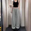 Pantalones de chándal azules para mujer estilo americano, nuevo modelo otoño 2026, pantalones casuales holgados de cintura alta con caída relajada y piernas anchas