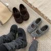 Zapatos Mary Jane Zapatos Birkenstock Mujer 2026 Nuevos Elegantes Versátiles Felpa Aumentadores de Altura Lazo Zapatos de una Sola Hebilla Zapatos de Algodón Peludos