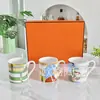 Juego de Tazas de Porcelana Hueso Estilo Europeo Caballo de Competición Hogar Amoroso Caja de Regalo para Sala de Estar Oficina Taza de Café