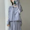 Vestido de tricô, design de lã outono/inverno, conjunto de crochê de duas peças, suéter com mistura de seda, gola redonda, conjunto de vestido feminino, novo estilo
